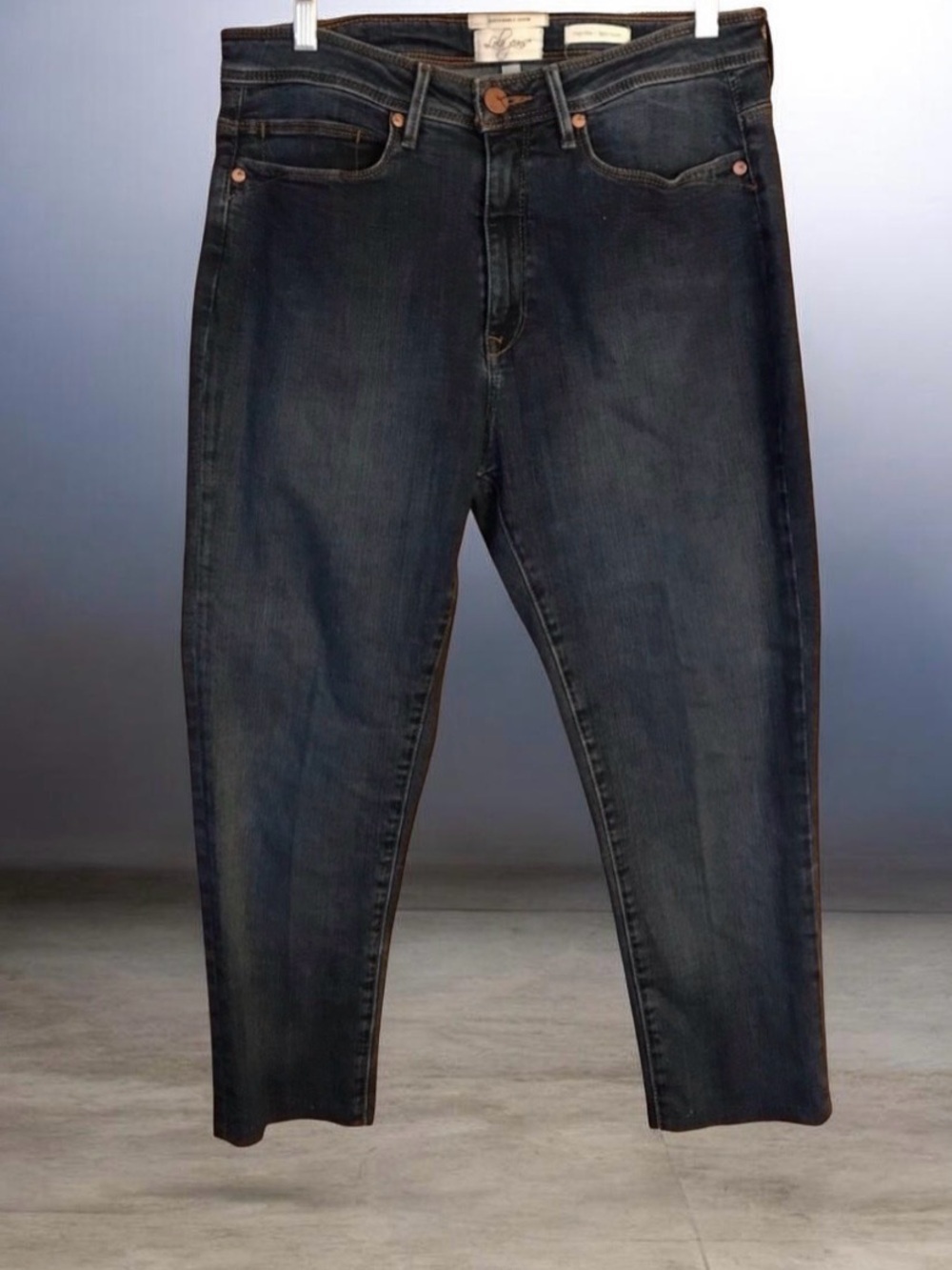 Lola Jeans High Rise Skinny Jeans 31 Sustainable Denim Dark Wash Ankle Crop